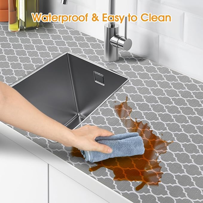 Shelf and Drawer Liner for Kitchen Cabinets Non-Adhesive, Strong Grip Non-Slip - Image 4