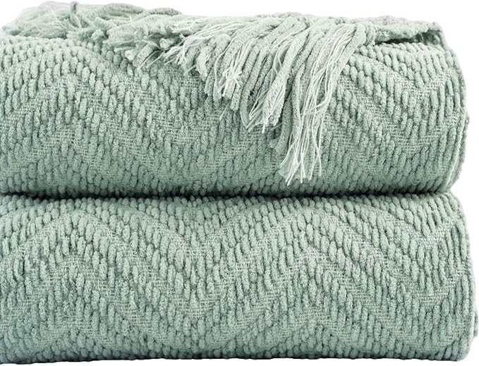 BATTILO HOME Sage Green Throw Blanket by BATTILOHOME