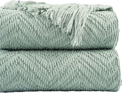 BATTILO HOME Sage Green Throw Blanket by BATTILOHOME
