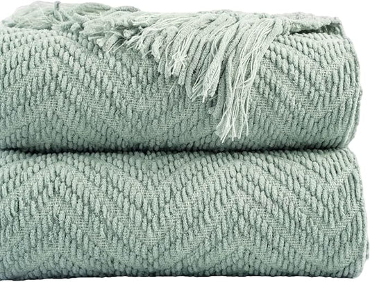 BATTILO HOME Sage Green Throw Blanket by BATTILOHOME