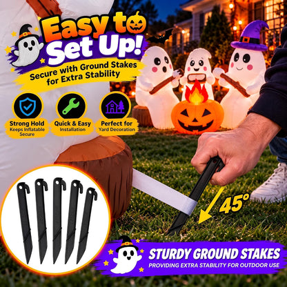 ZPISF 7.5 FT Halloween Inflatables 3 Cute Ghosts Roasting Marshmallows by Campfire, Built-in LED Lights Outdoor Yard Garden Patio Holiday Party Decorations