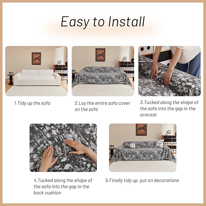 MYSKY HOME Couch Covers for 3 Cushion Couch Sofa, Chenille L Shape Sectional - Image 5