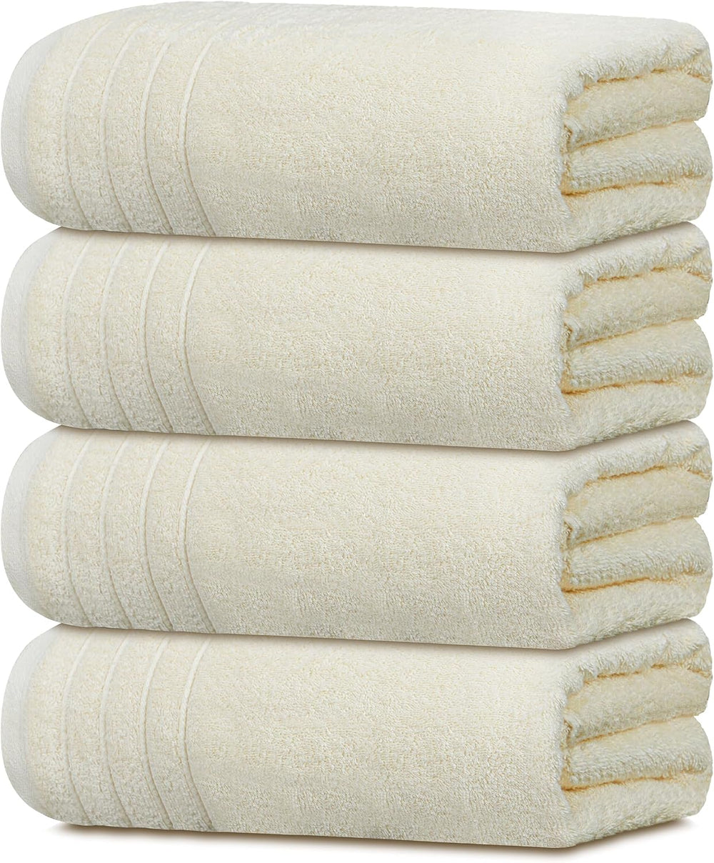 Tens Towels 4 Piece Extra Large Bath Towels 30 x 60 Inches, Cream