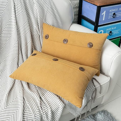 HWY 50 Mustard Yellow Chenille Throw Pillow Covers 12x20 Inch - Image 4