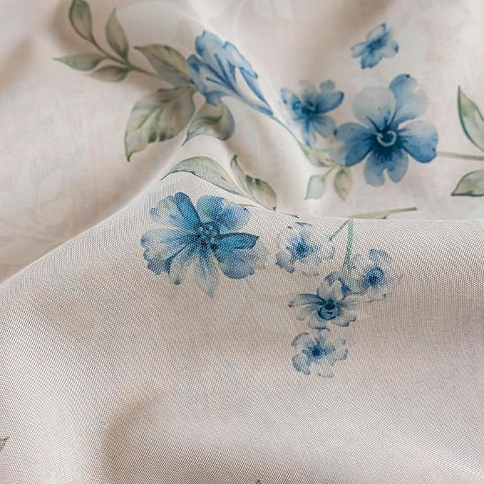 ENJOYBRIDAL Blue Floral Curtains 84 Inch Long Bedroom Cute Drapes Rod Pocket - Image 5