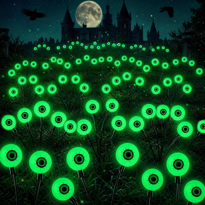 Dazzle Bright Halloween Decorations Outdoor, 6 Pack 36LED Solar Eyeball Pathway Lights, Scary Waterproof Solar Green Firefly Lights for Garden Lawn Yard Decor