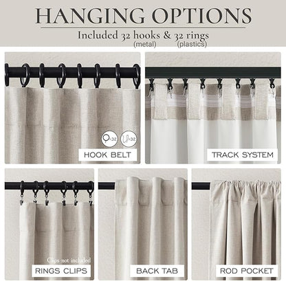 100% Blackout Curtains 84 Inch Length 2 Panels Set Farmhouse Style - Image 4