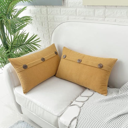 HWY 50 Mustard Yellow Chenille Throw Pillow Covers 12x20 Inch - Image 3