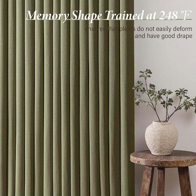 MIULEE Pinch Pleated Thick Linen Curtains 102 Inch 4 Panels Set Back Tab Memory - Image 4