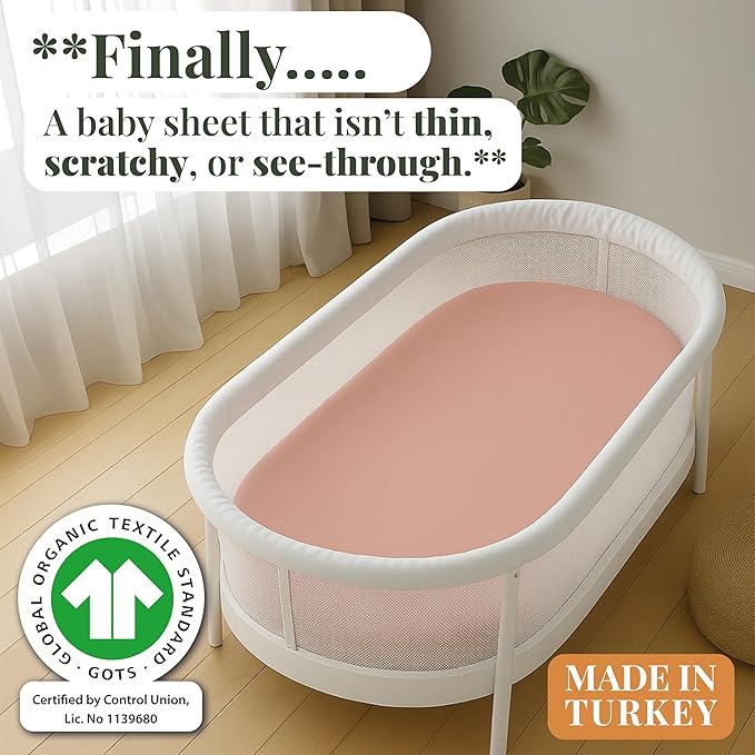 GOTS Organic Bedside Bassinet Sheets 33x20 - Image 2