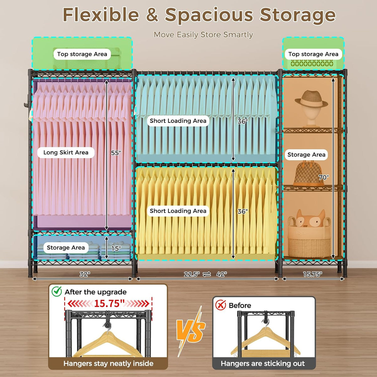 golpart heavy duty clothes rack metal wardrobe with showing dimensions
