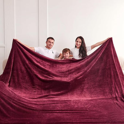 Oversized King Fleece Blanket 120x138 Inches, Seamless Soft Cozy 3D Jacquard - Image 2