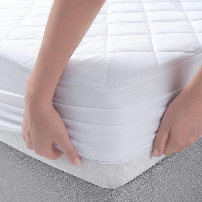 YATAS BEDDING Perle Quilted Fitted Mattress Protector, Machine Washable and - Image 7