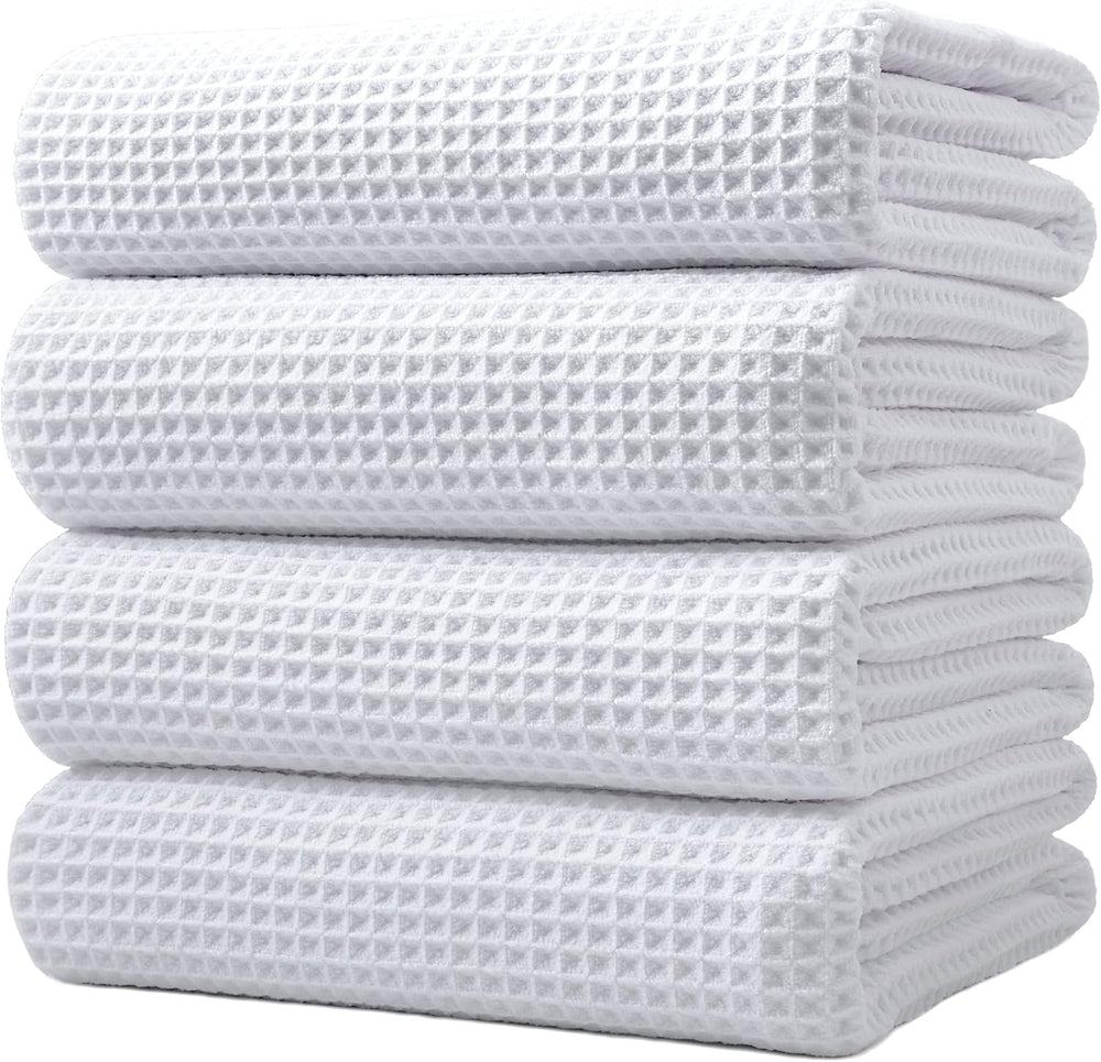 POLYTE 430 GSM Poly Blend Microfiber Quick Dry Waffle Bath Towel, 30x60 in