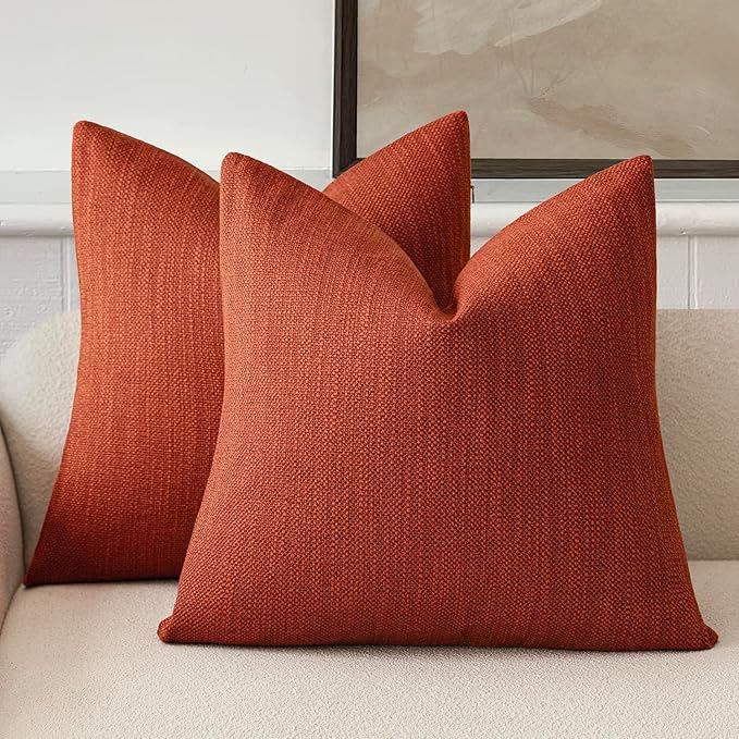 Foindtower Set of 2 Decorative Textured Burlap Linen Throw Pillow Covers by Foindtower