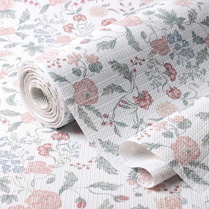 Floral Drawer and Shelf Liner for Cabinets, Non-Adhesive and Strong Non-Slip by Amiitay