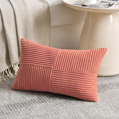 Fancy Homi 2 Packs Coral Long Lumbar Decorative Throw Pillow Covers 16x24 Inch - Image 2