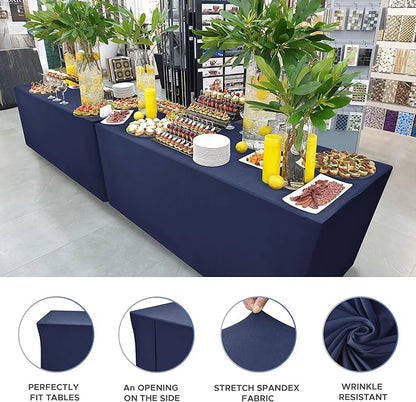 Nasitos 2 Pack - 48 x 24 Inch Navy Rectangle Tablecloths - Image 3