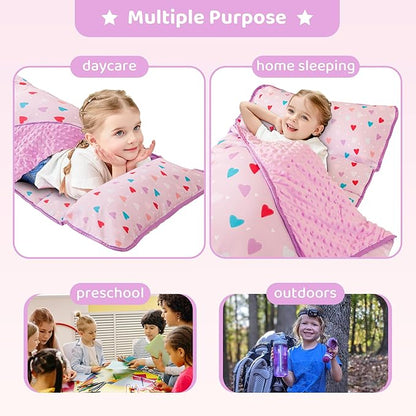 Viviland Toddler Kid Nap Mat for Preschool, Girls Heart Slumber Bag, - Image 7