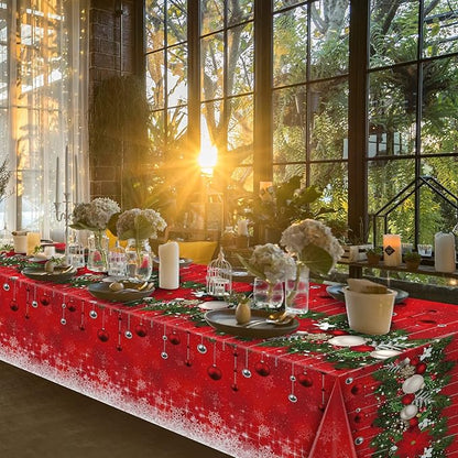 Jectivs 6Pieces Merry Christmas Tablecloth Plastic Christmas Tree Ball Table - Image 7