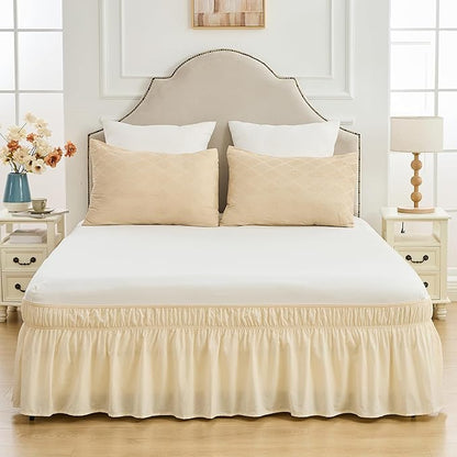 BISELINA Wrap Around Bed Skirts 17" Drop, Cotton Adjustable Elastic Dust - Image 8