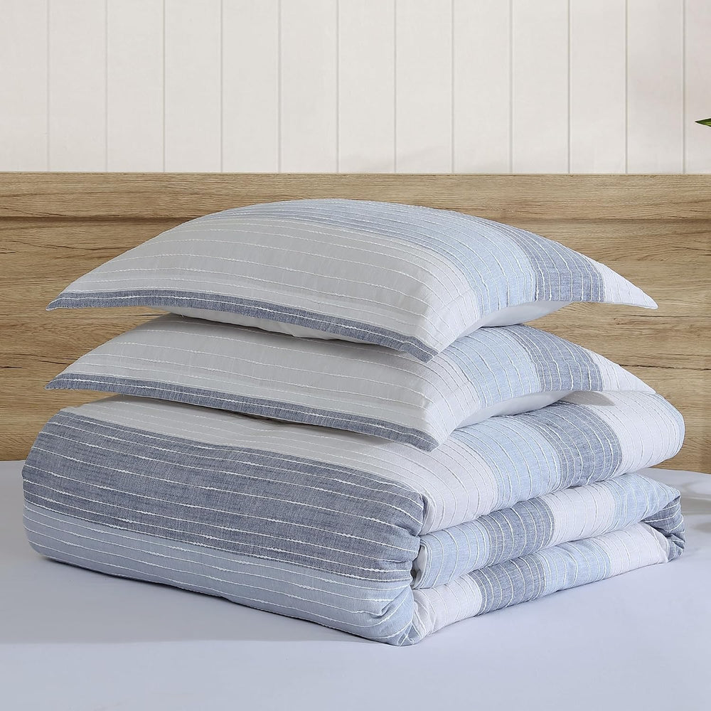 Levtex Home Sand Stripes Blue King Duvet Cover Set (106x94in) with 2 Pillowca...