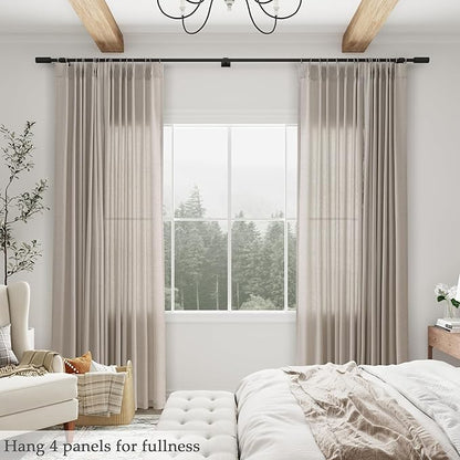 Apricot Pinch Pleat Linen Curtains 63 Inch Length 2 Panels Set - Image 5
