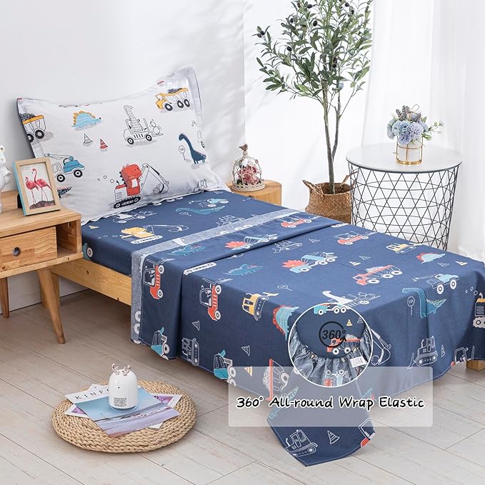 DJY Cotton Twin Bedding Set, Dinosaur Cars Reversible Twin Comforter Set - Image 6