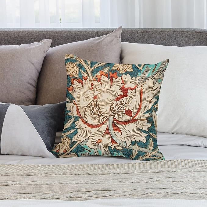 William Morris Floral Original Throw Pillow Covers Boho Chic Retro Floral Cozy - Image 4