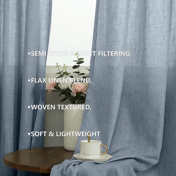 Pitalk Pale Blue Curtains 54 Inch Length - Image 3