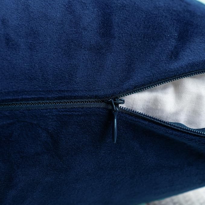HWY 50 Navy Blue Velvet Throw Pillow Covers 16x16 Inch - Image 4