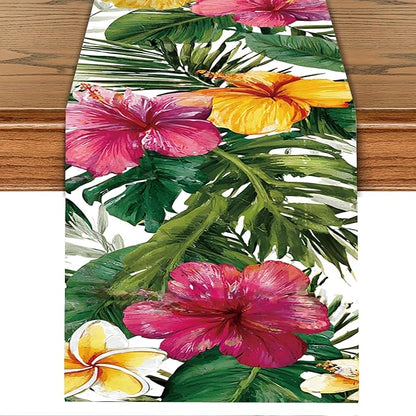 Exotic Beauty Table Runner – 13x72 Inch Tropical Hibiscus Floral Table Decor by THISFIND