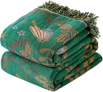 MSGKV Cotton Bed Blanket for Couch and Sofa Blankets for Living Room Bedroom by MSGKVHomeTextiles