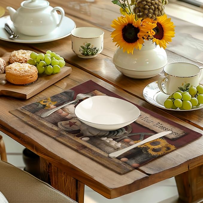 Farmhouse Rooster Placemats Set of 4 Farm Animal Chicken Place Mats 12x18 Inch - Image 6