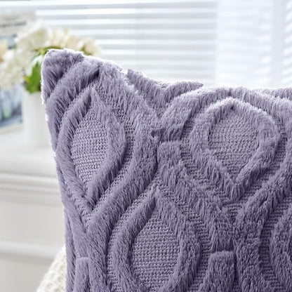 MIULEE Blue Purple Throw Pillow Covers 12x20 Inch, Soft Winter Plush Faux Wool - Image 3