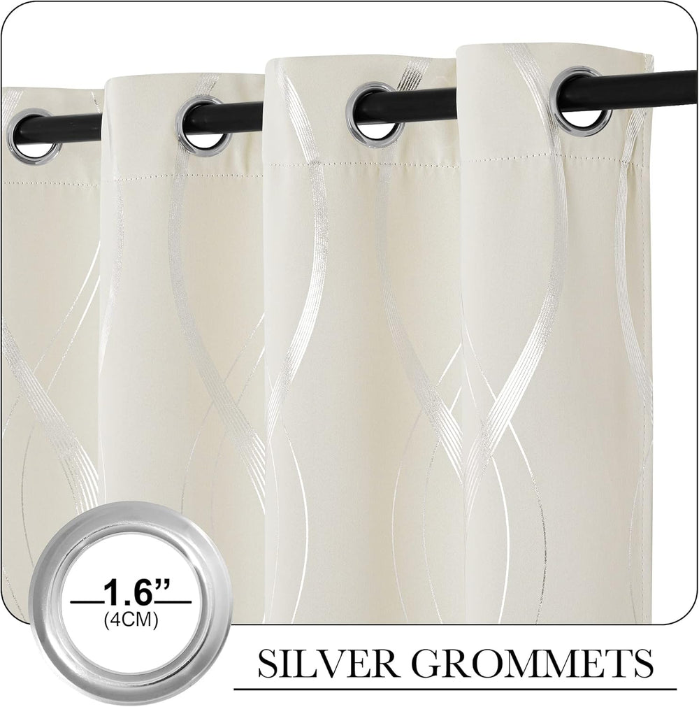 NICETOWN Beige Blackout Curtain Panels 84 inches Long 2 Panels