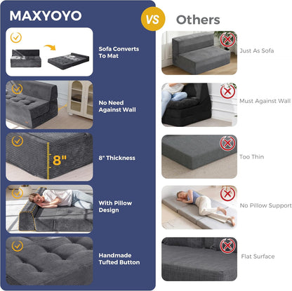 maxyoyo folding sofa bed, 8-inch fold-out chair bed, package contents