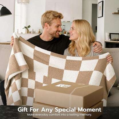 Joiedomi Twin Blanket for Couch Bed, Checkered Knitted Blankets Gifts for Women - Image 5