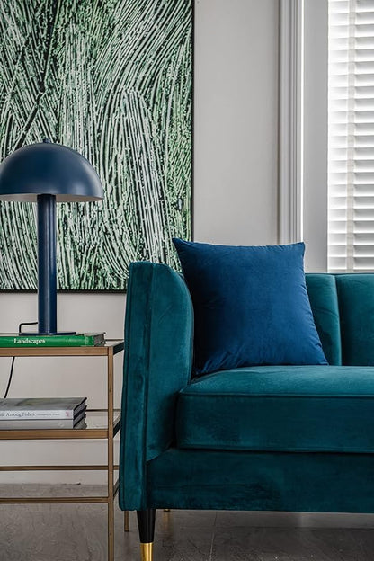 Midnight Blue Throw Pillow Covers 2 Pack 24 x 24 Inch Cozy Soft Velvet Square - Image 4