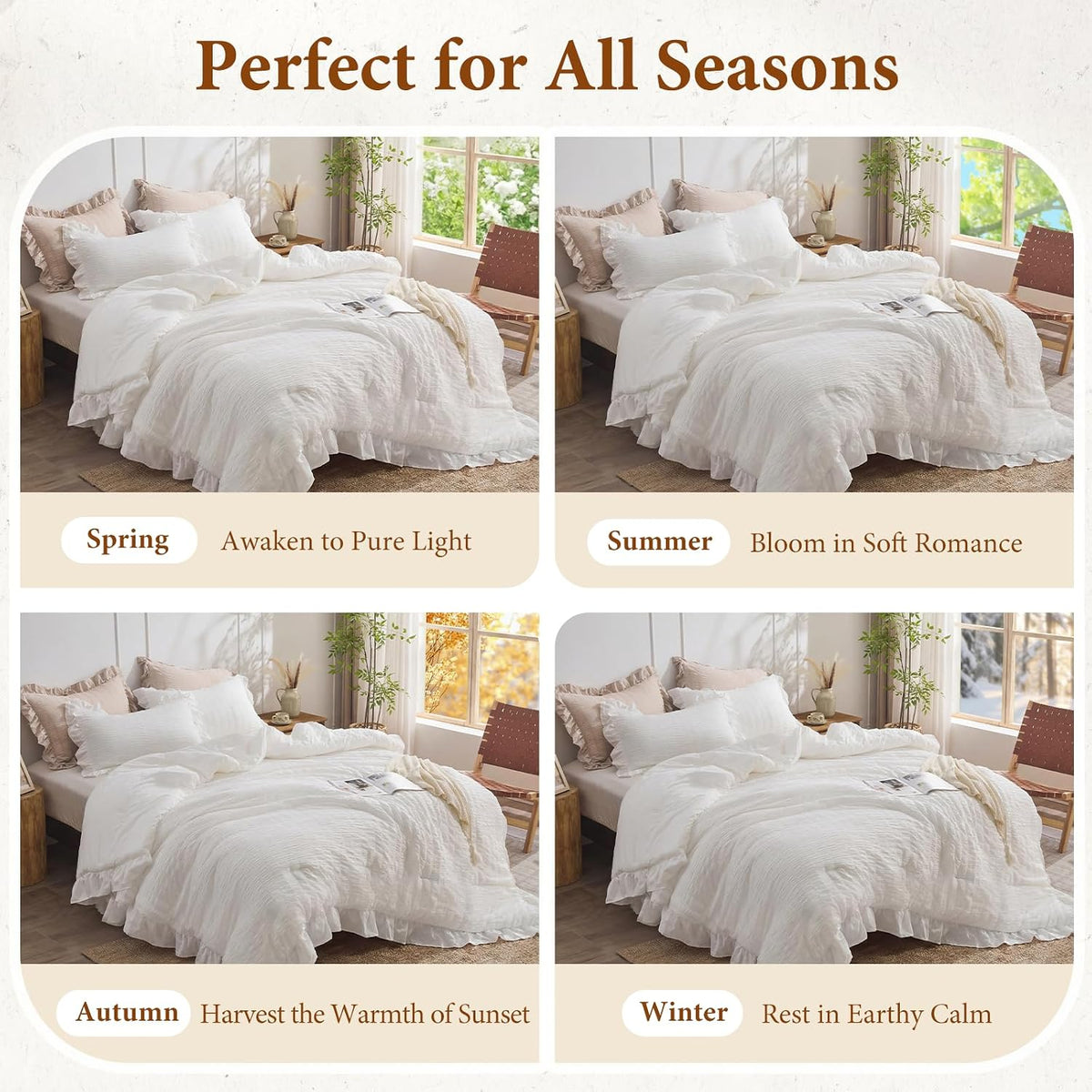 jollyvogue white comforter full size, 3 pieces seersucker, package contents