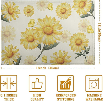 Sunflower Placemats Set of 4 Summer Yellow Floral Table Mat 12x18 Inch - Image 4