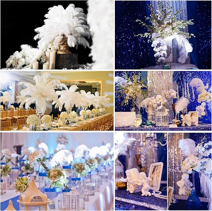 THARAHT Black Ostrich Feathers 12pcs Large Natural Bulk 20-22Inch 50cm-55cm for Wedding Party Centerpieces Halloween and Home Decoration Feathers
