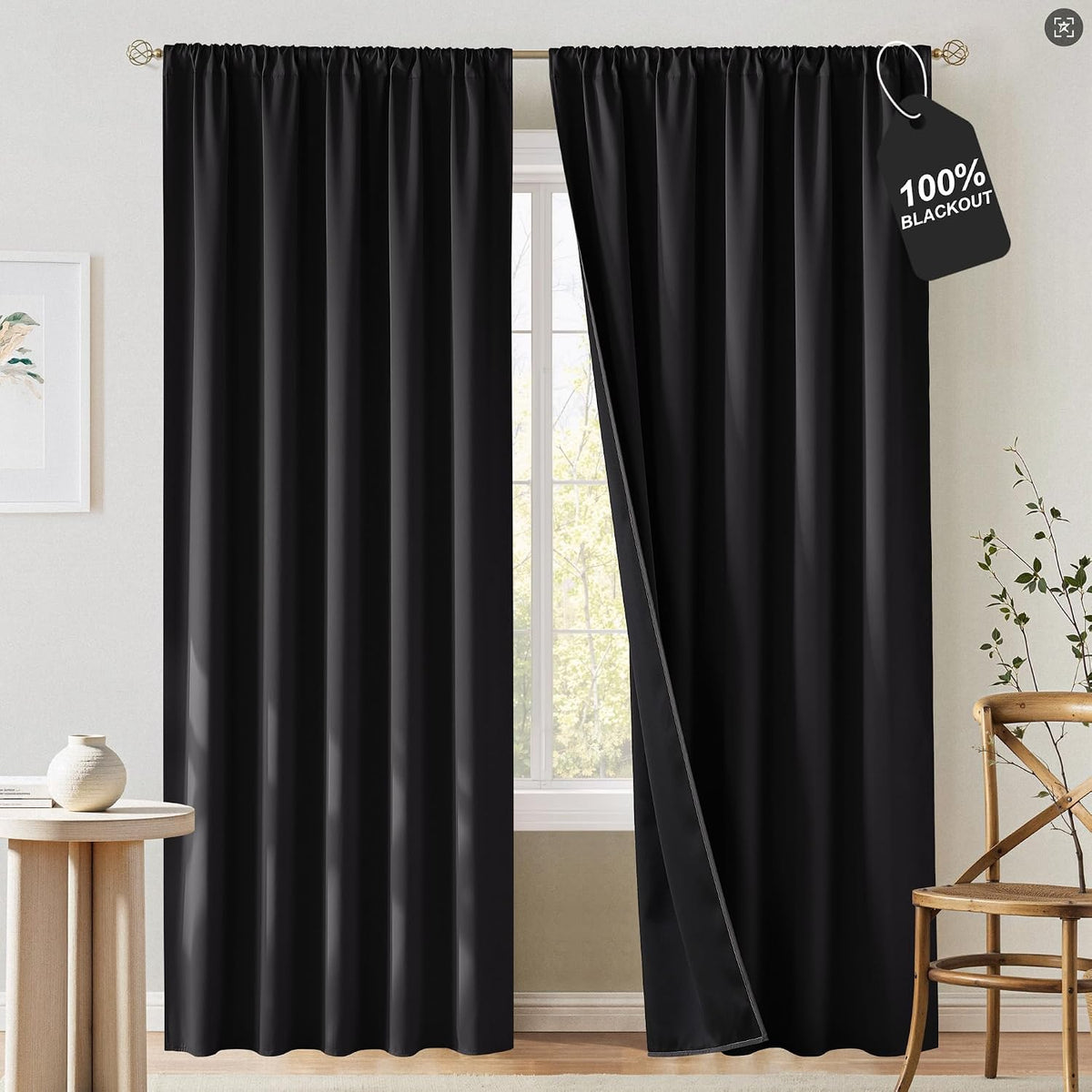 nicetown 100% black out curtains 84 inch long, main product view