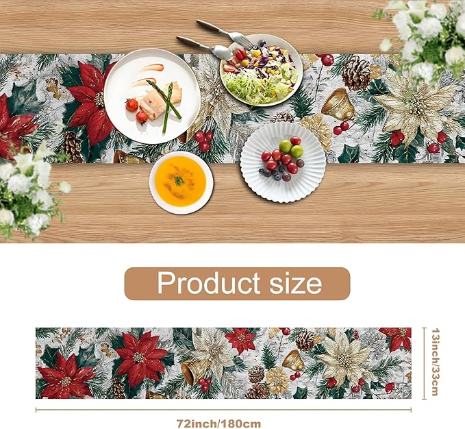 Christmas Table Runner – 13x72 Inch Holiday Table Decor - Image 2
