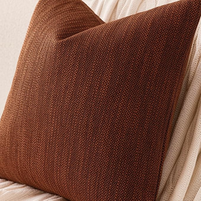 Foindtower Set of 2 Decorative Textured Burlap Linen Throw Pillow Covers - Image 3