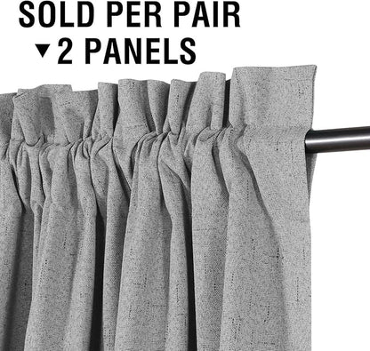 H.VERSAILTEX Linen Look 100% Blackout Curtains 95 Inches Long - Image 3