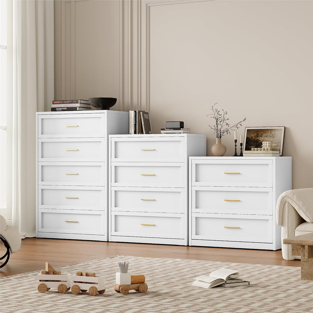YAUWOH 5 Drawer Metal Dresser, Heavy Duty Steel Storage Dresser with Smooth G...