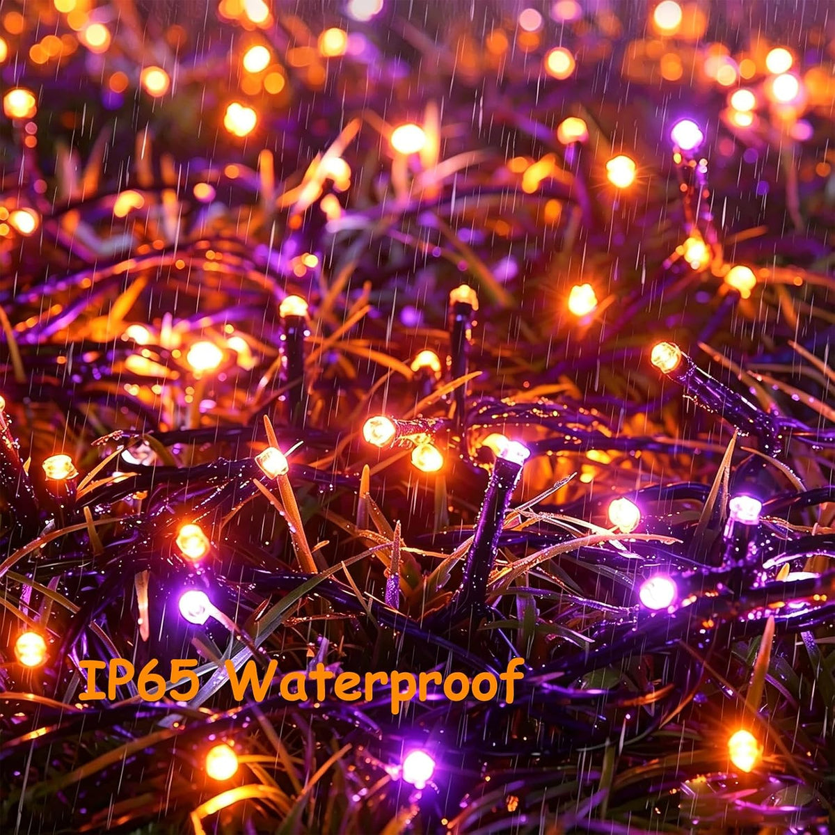 Jedavai 6Pack 240FT 600 LED Solar Halloween String Lights, Orange & Purple Solar Lights Outdoor with 8 Lighting Modes Waterproof Solar Fairy Lights for Garden Yard Patio Party Tree Decoration