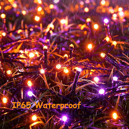 Jedavai 6Pack 240FT 600 LED Solar Halloween String Lights, Orange & Purple Solar Lights Outdoor with 8 Lighting Modes Waterproof Solar Fairy Lights for Garden Yard Patio Party Tree Decoration
