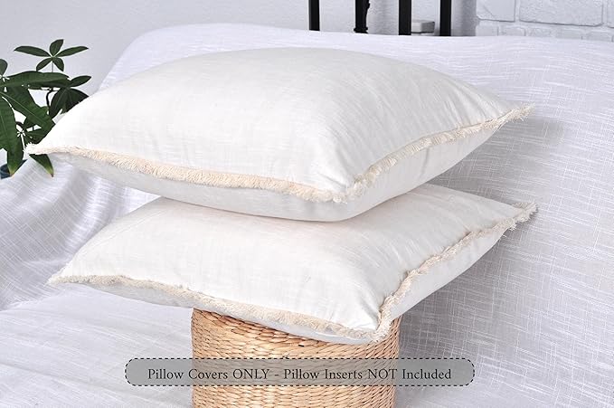 20×20 Cream White Cotton Throw Pillow Covers - Image 4